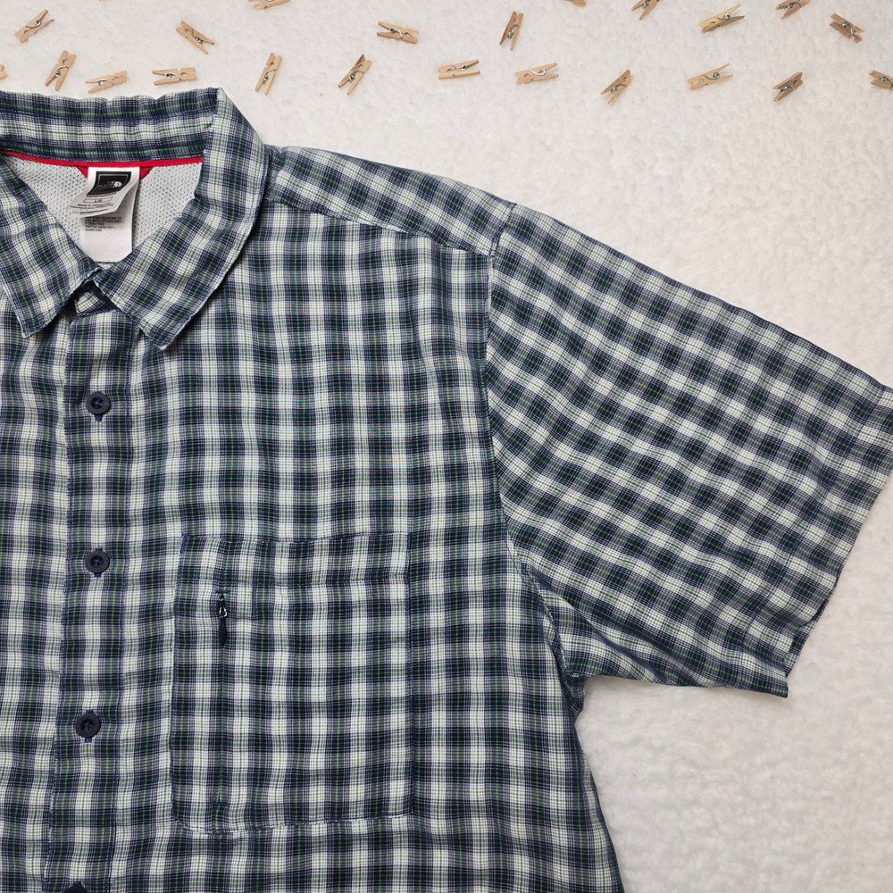 The North Face Mens Plaid Short Sleeve‎ Button Up Shirt Large Camp Hiking - Picture 4 of 15